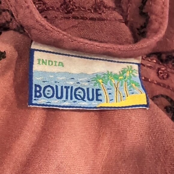 India Boutique Tie Dye Rayon Dress Umbrella Cover Up Embroidered Sleeveless O/S - Picture 15 of 16